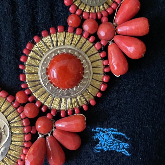 Gold & Orange Mini Medallion Bib Necklace - Picture 3 of 5